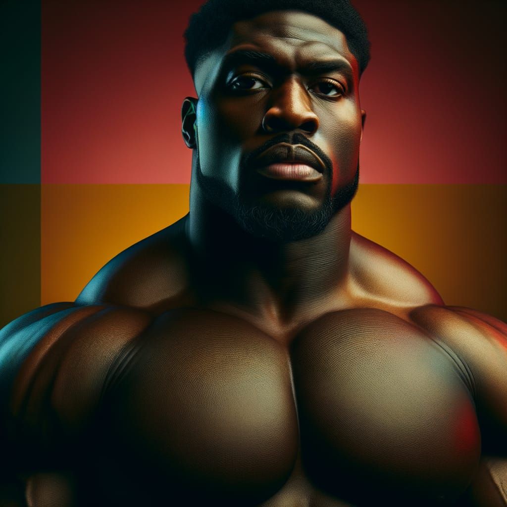 Hyperrealistic Splash Art of a Stocky African American Man