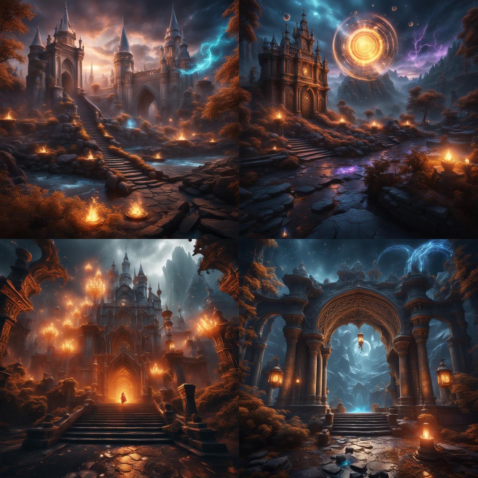 Fantastical Magic Spellcasting Scene in Detailed Matte Paint...