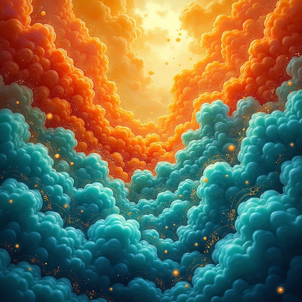 Snack Wonderland: Swirling Clouds in a Surreal Style