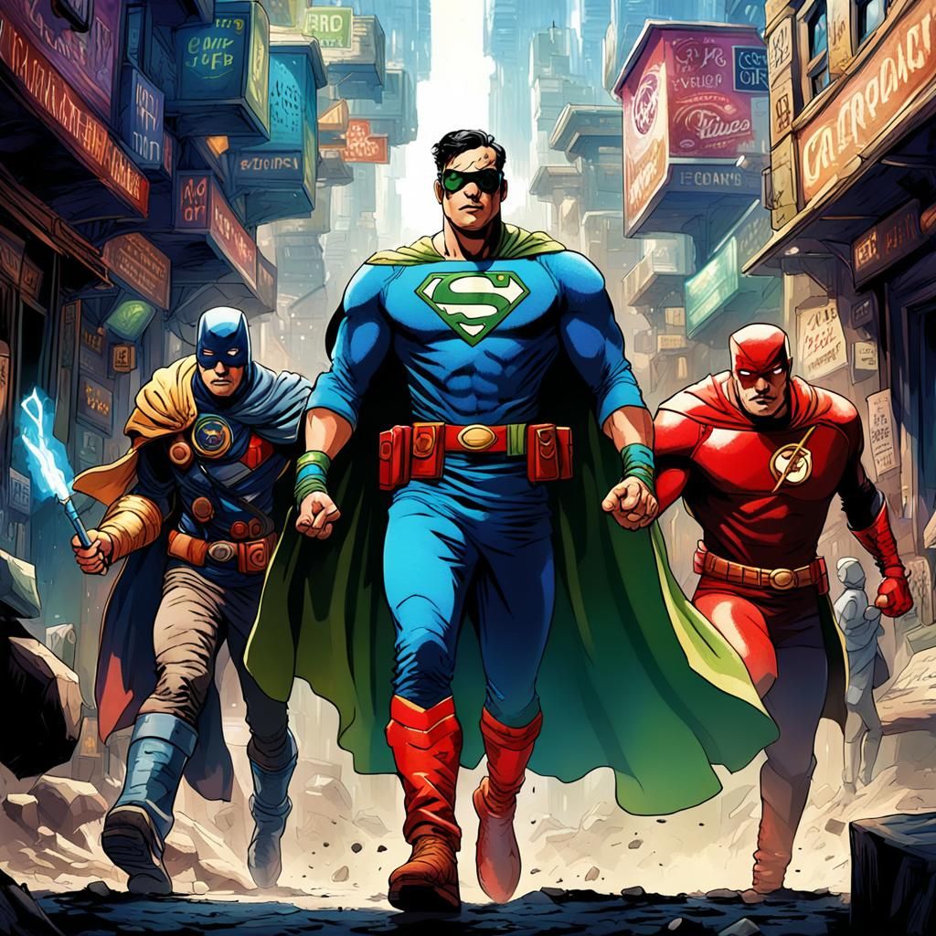 Fantasy Action Hero in Vibrant Colors