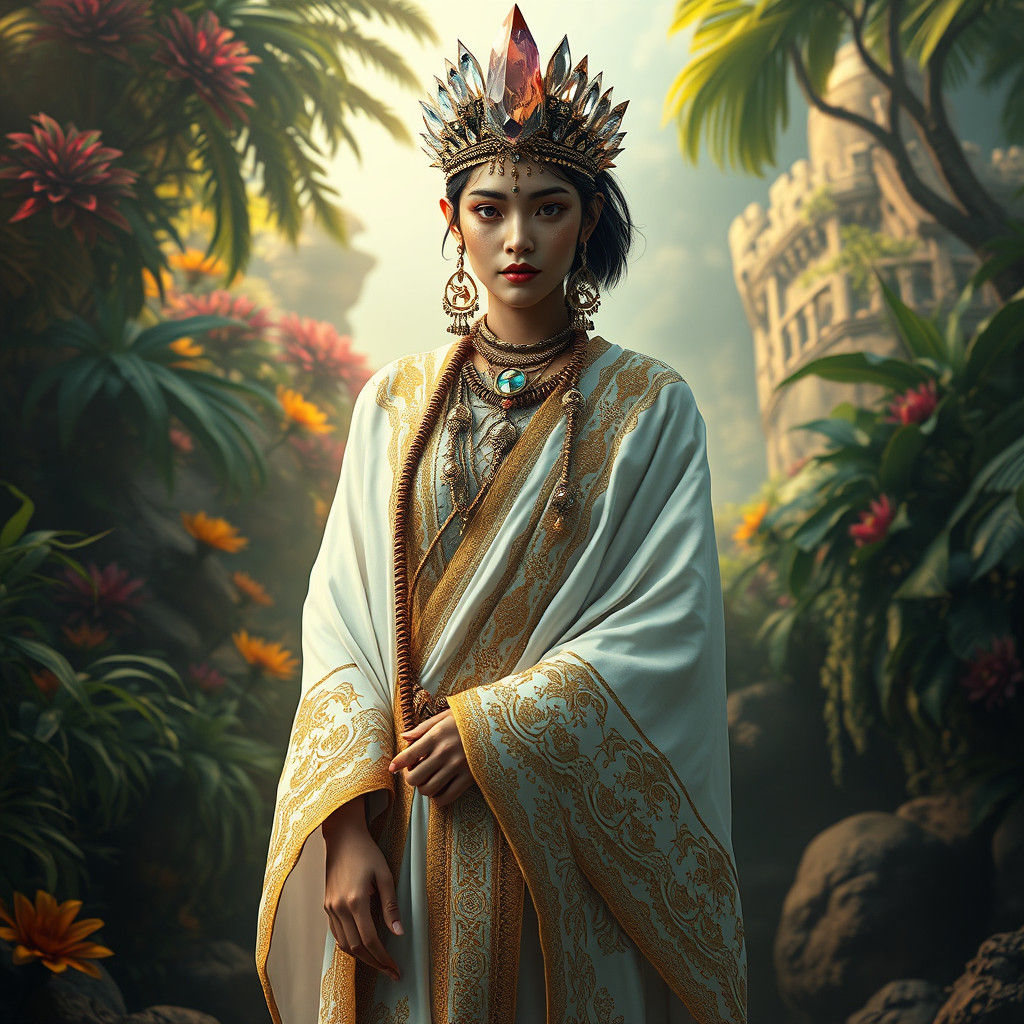 Lemurian Shaman in Embroidered Robe