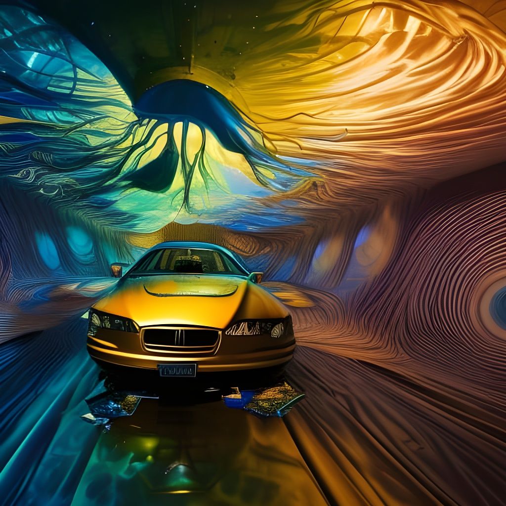 Surreal Car Crash in Hallucinatory Oil Painting Style