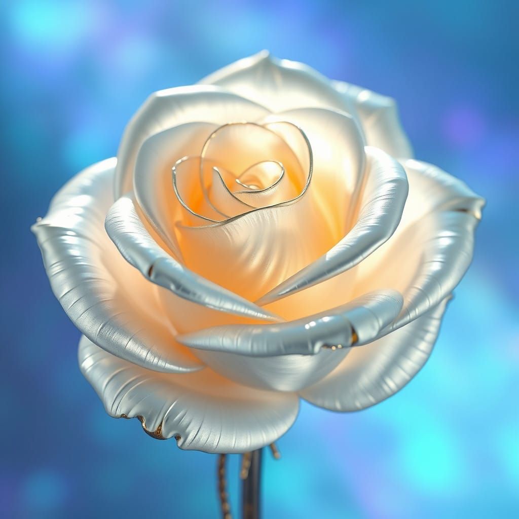 Luxurious Silver Rose in Iridescent Blue Hues