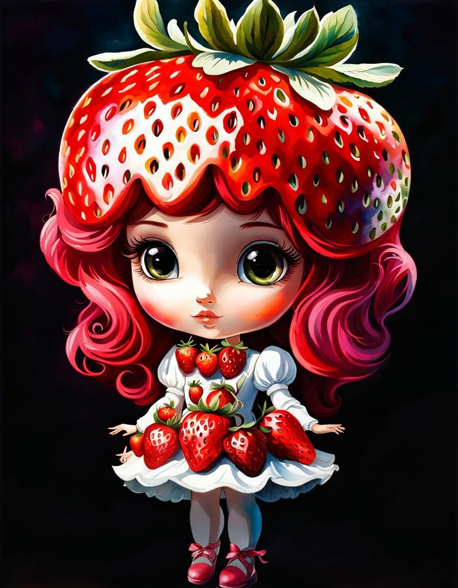 Girl in Strawberry Dress: Paradise Garden Portrait