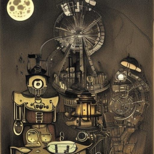 Steampunk Elegance in a Skybound Resort