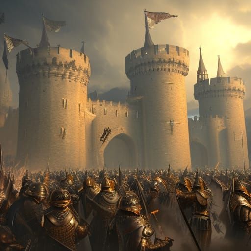 Medieval Army Marches on Crystal Tower