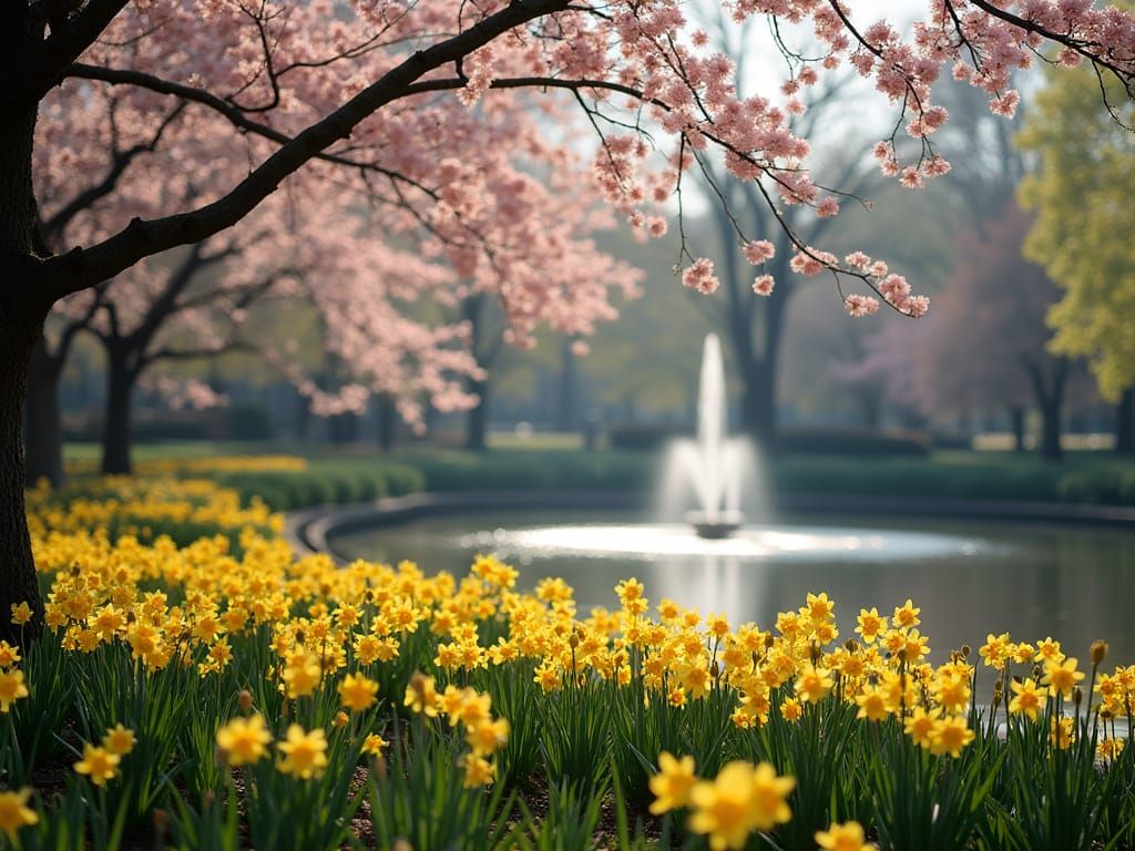A city park in spring