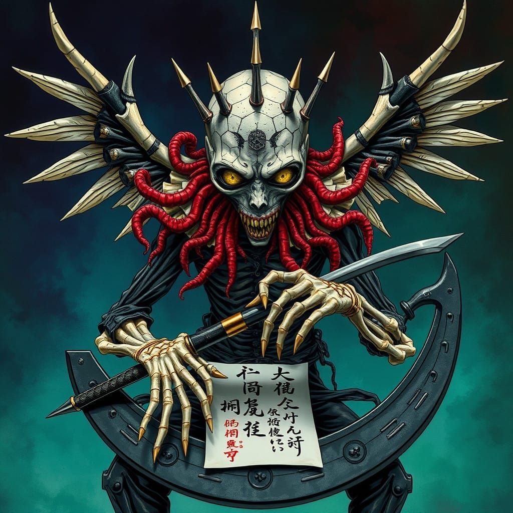 Shinigami's Dark Revelation in Neon Hues