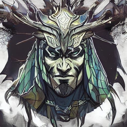 Dramatic Headshot of Storm Druid with Lightning Circlet