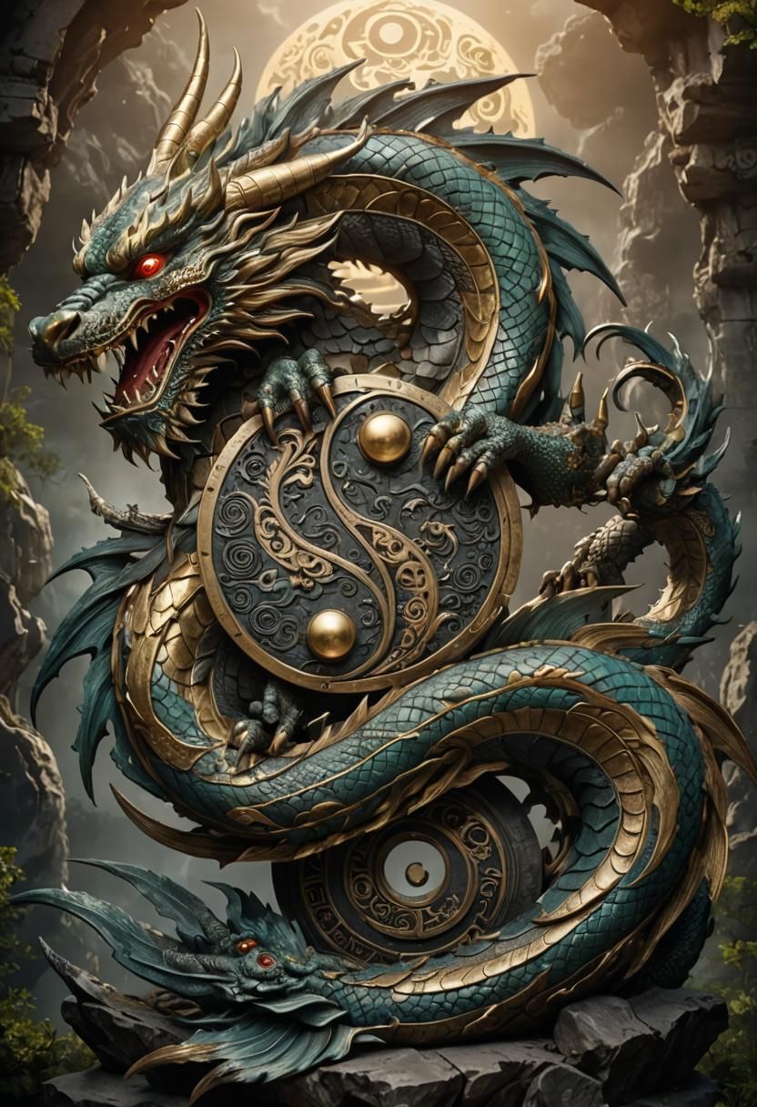 Legendary Dragon guarding the ancient symbol🐉