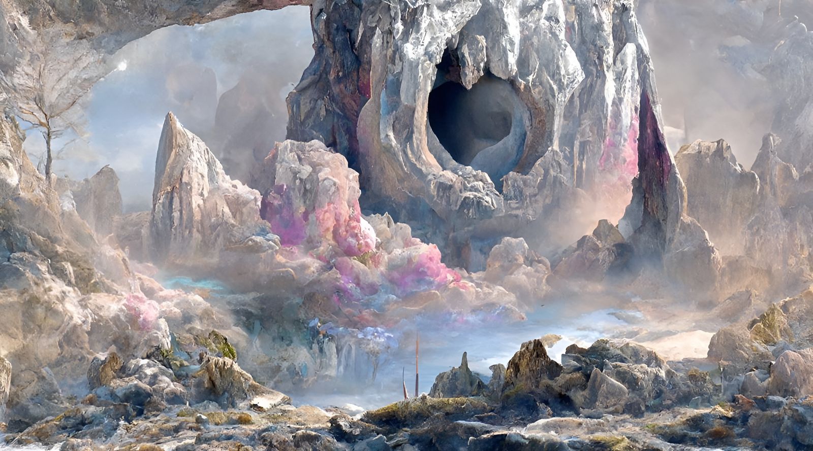 Magic Geode Portal to Alien Garden: Digital Art