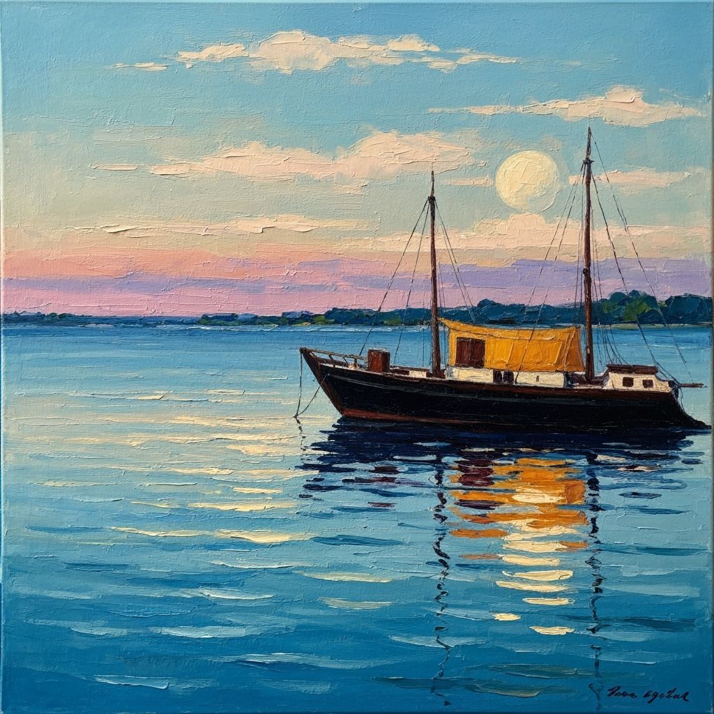 Vibrant Expressionist Estuary Landscape Painting