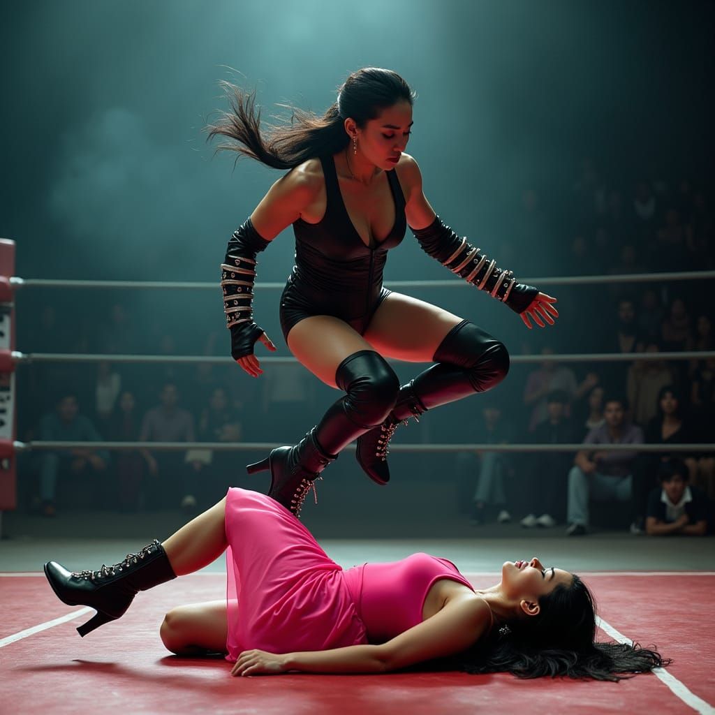 Cinematic Female Wrestler in Action