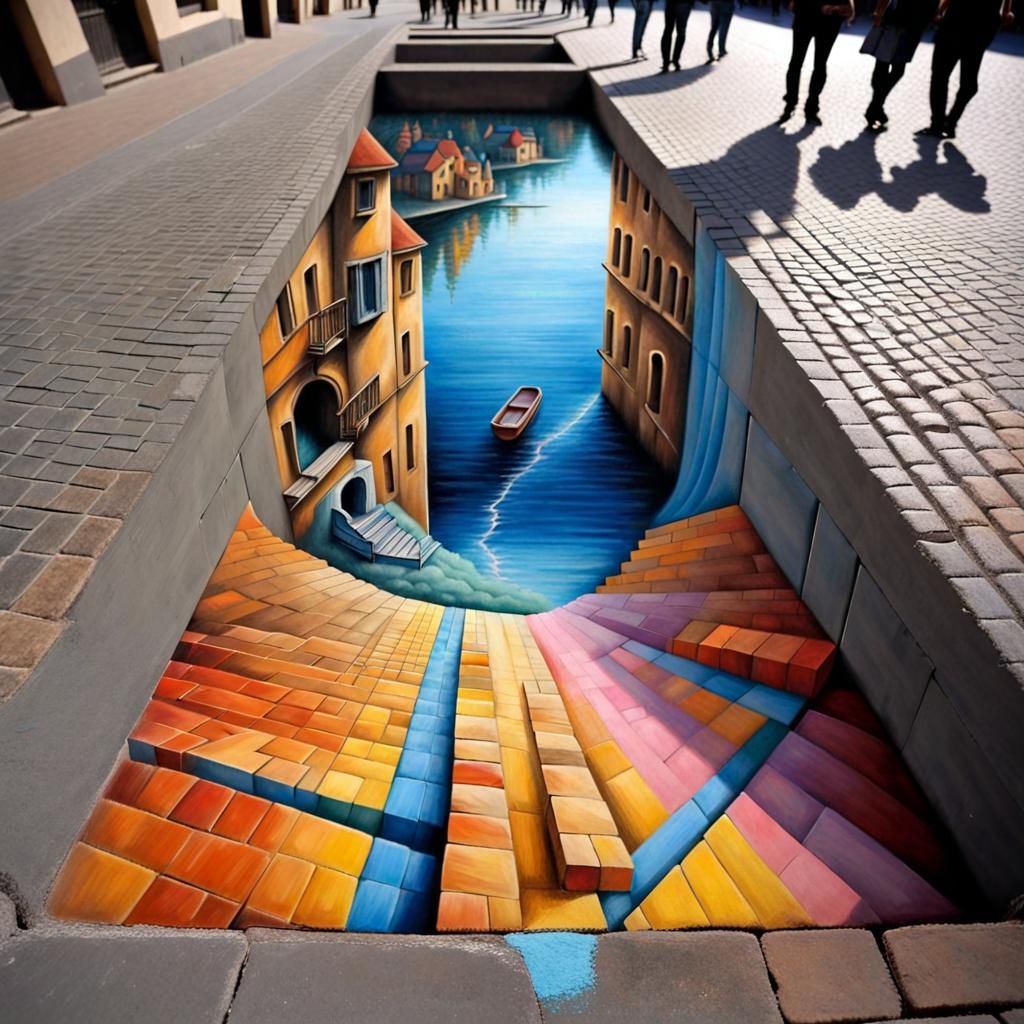 Striking 3D Chalk Street Art Illusion