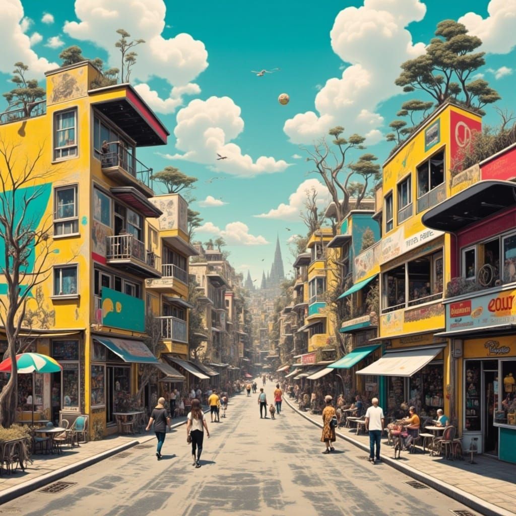 Brutalist Architecture Metropolis with Punk Rock Subculture