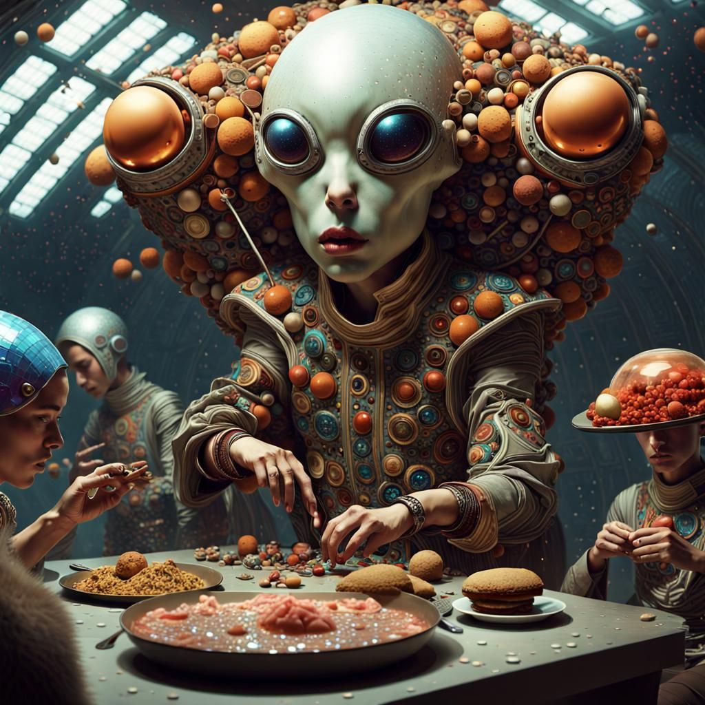 Extraterrestrial Fashion Show: Psychedelic Mosaic Collage