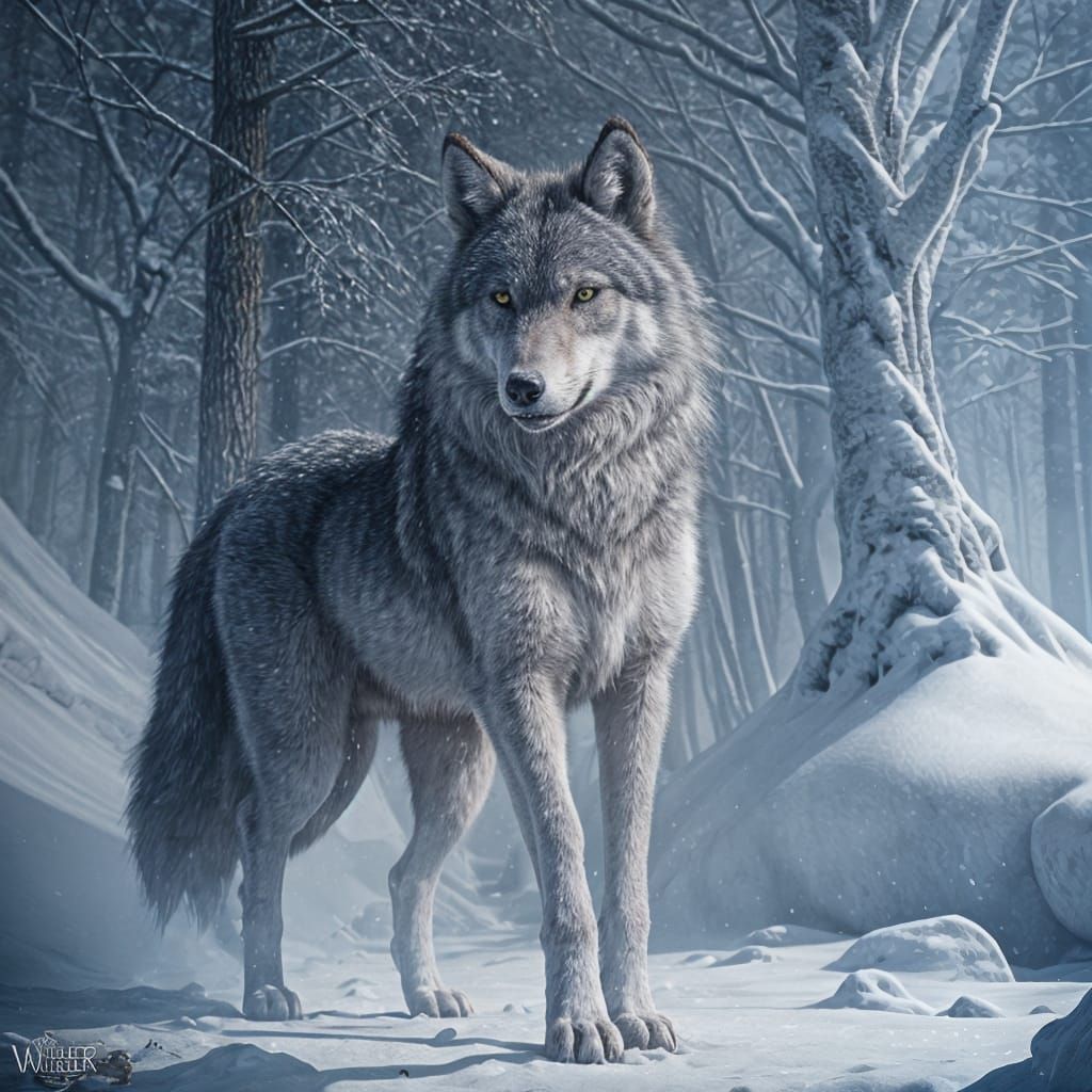 Winter Wolf Detailed Matte Painting