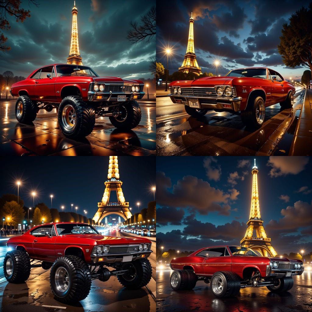 Monster Truck Impala at the Eiffel Tower