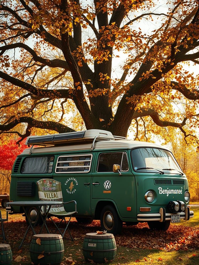 Hyper-Detailed Autumn RV Road Trip Scene