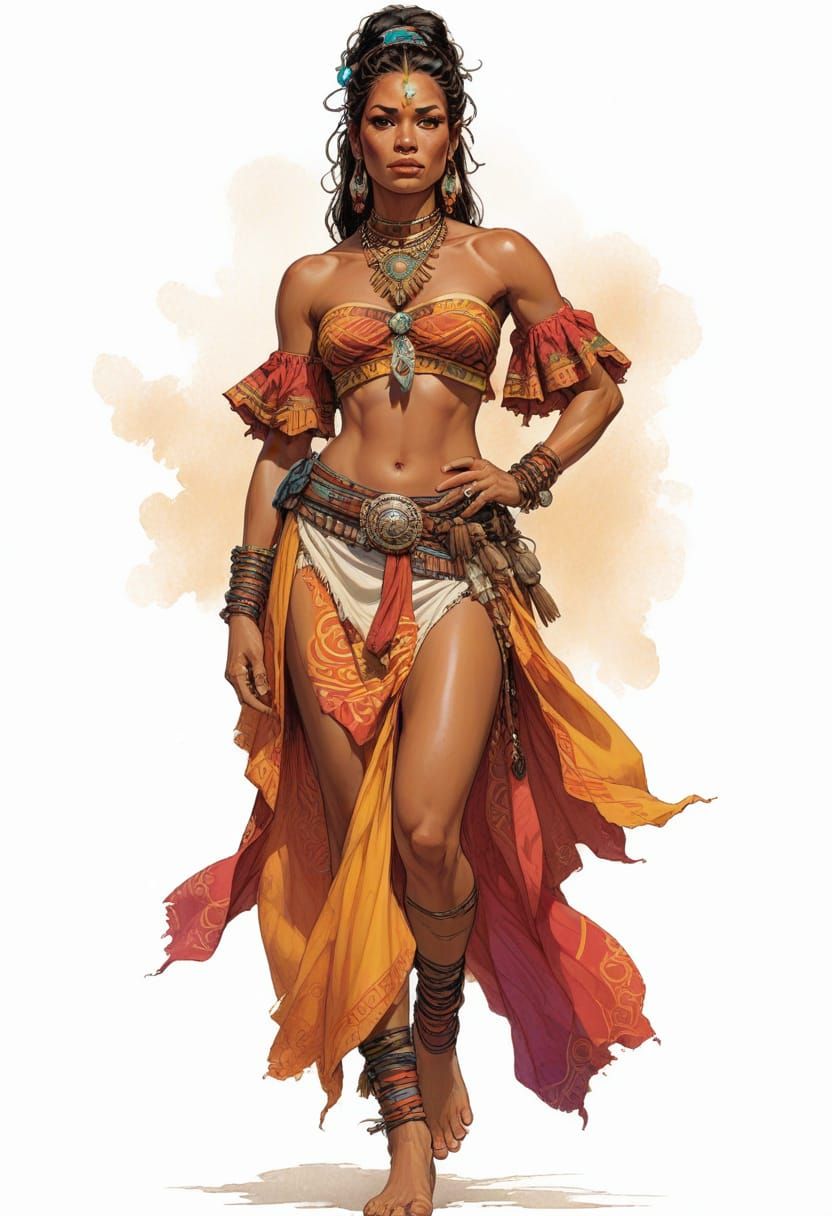 Polynesian Tribal Woman in Heroic Fantasy Style