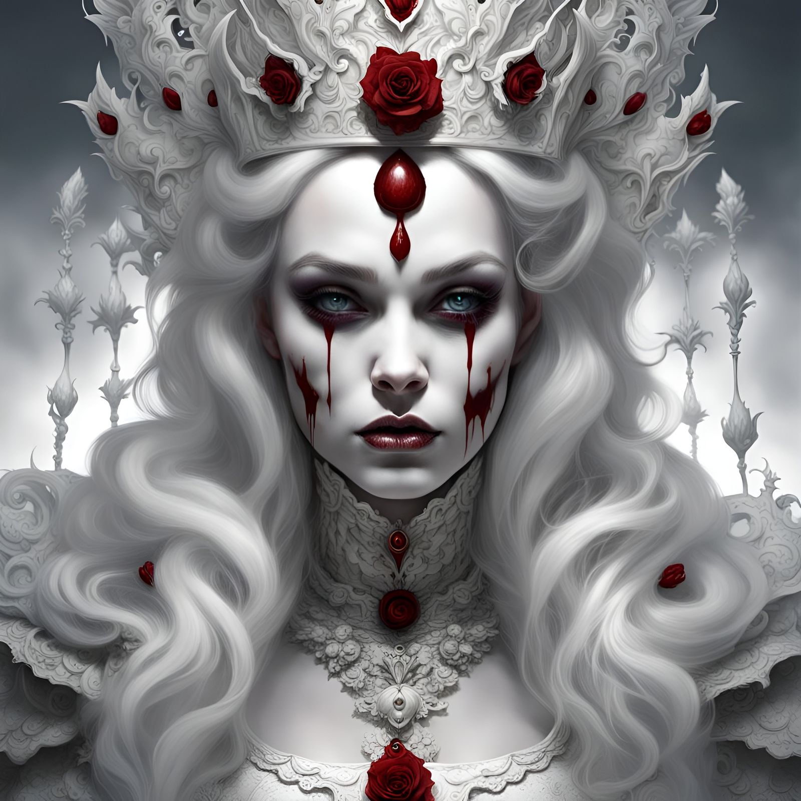 Sinister White Queen in Blood Red