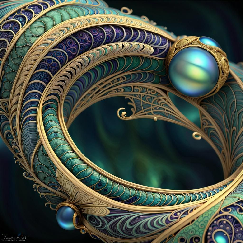 Detailed Faberge Insect on Leaf in Art Nouveau Style