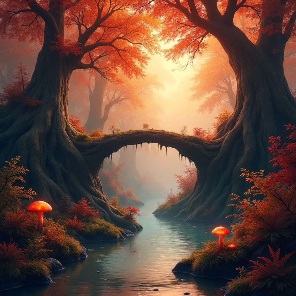 Enchanted Autumnal Forest in Fantasy Concept Art Style