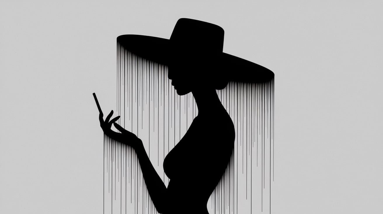 Elegant Woman Silhouette in Dripping Paint Style