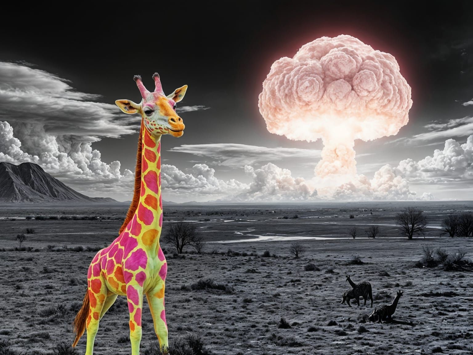 smoldering earth with the last giraffe standing