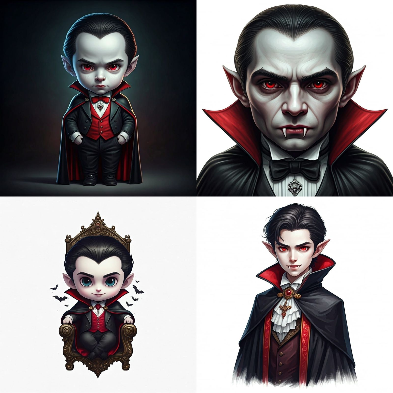 Adorable Dracula Character in Watercolor Style