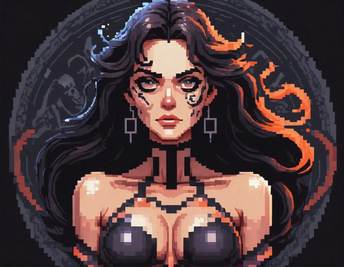 Ominous Pixel Art Necromancer Portrait