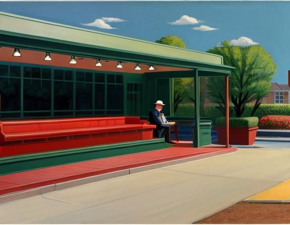 Gas Station: Hopper in Hockney Style