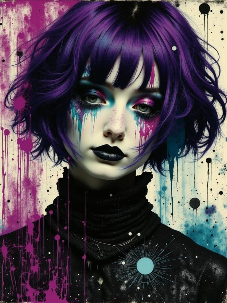 Gothic Abstract Portrait of a Melancholic Woman