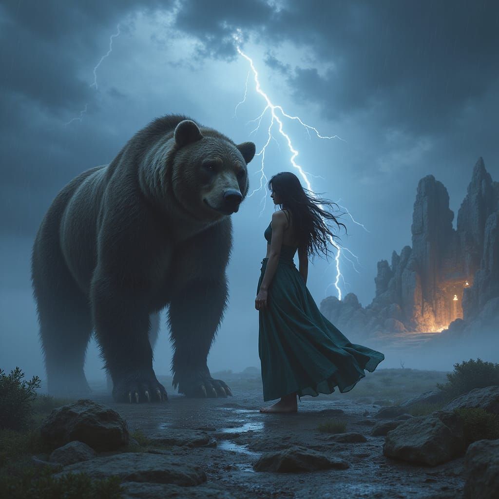 Storm Guardian: Beast Master and Bear Defy Tempest