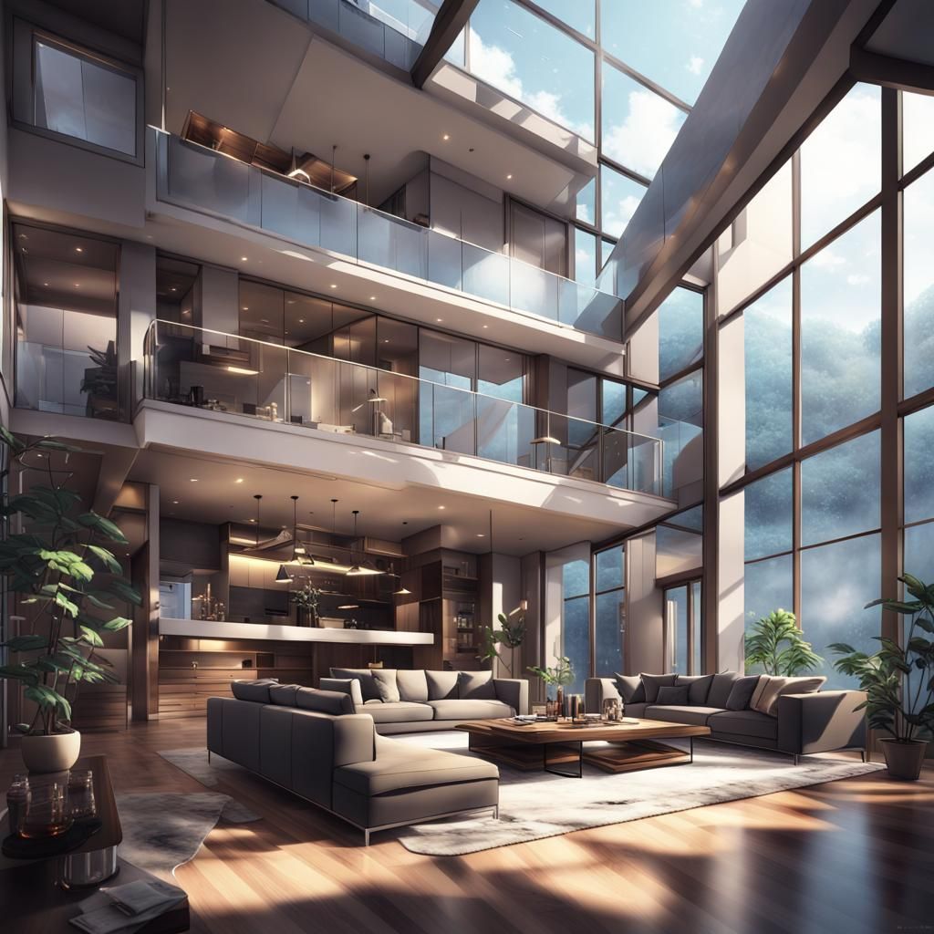 Modern Luxury Home in Anime Style