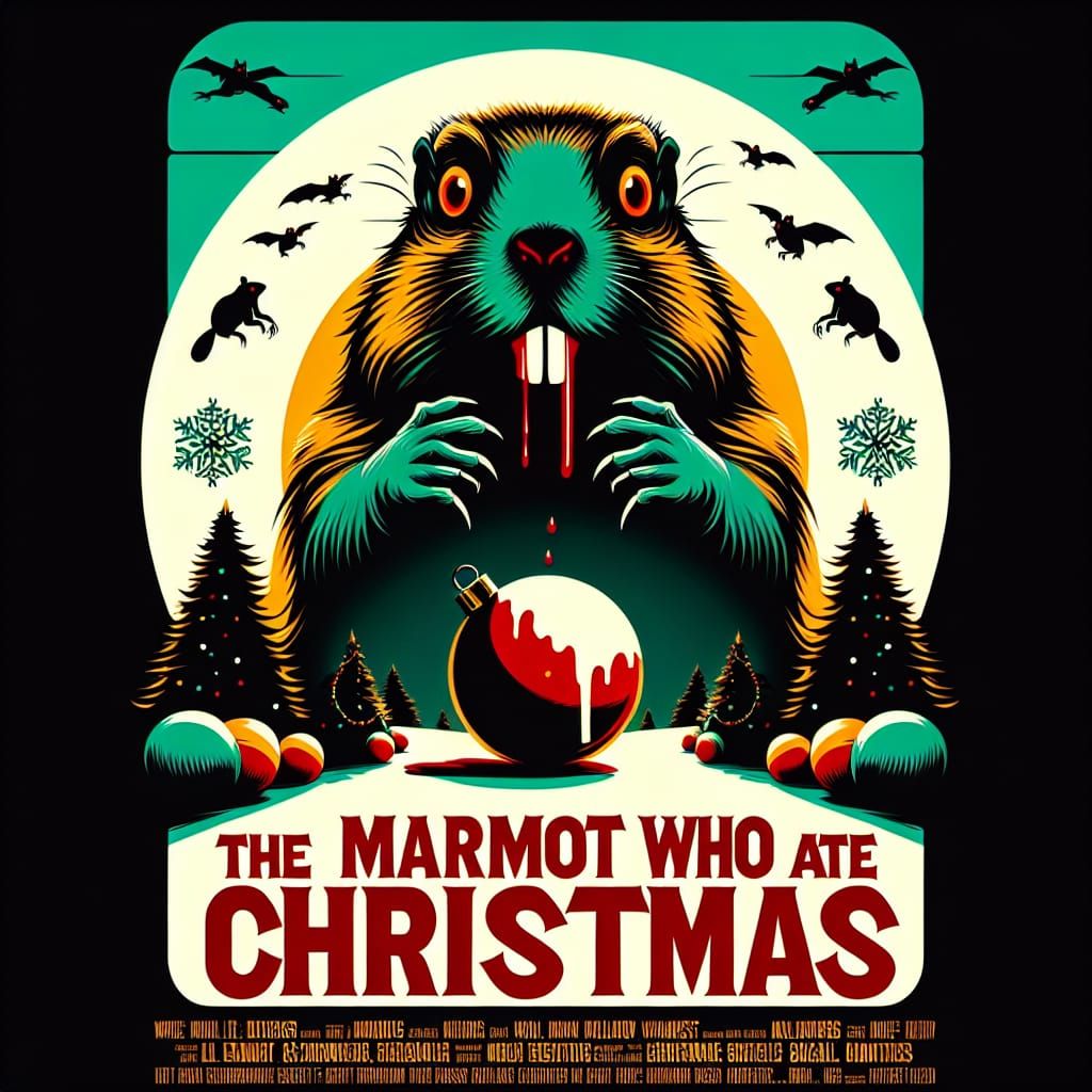 1980s Horror Movie Poster - "The Marmot Who Ate Christmas"