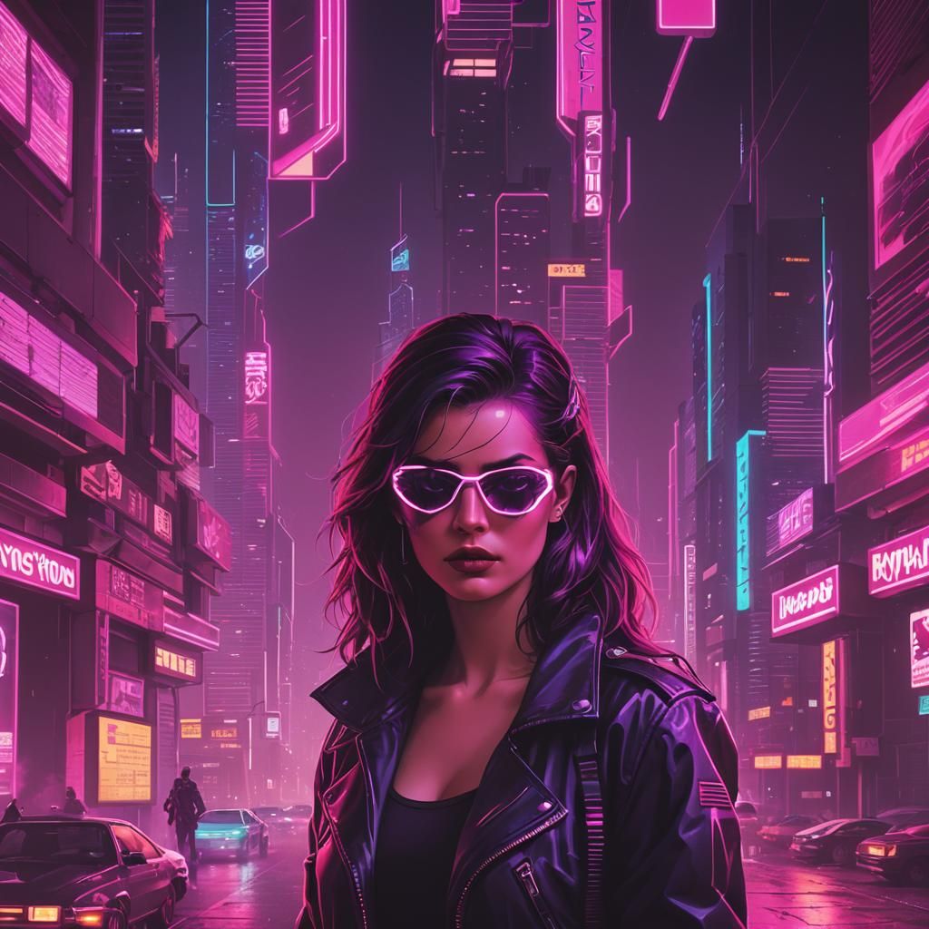Synthwave Neon Cityscape in Retro Style