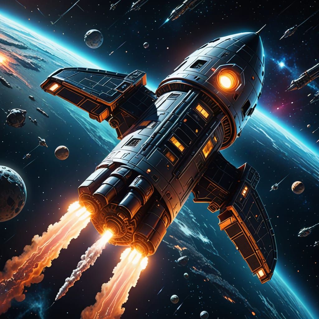 Neon Spacecraft in Sci-Fi Digital Art