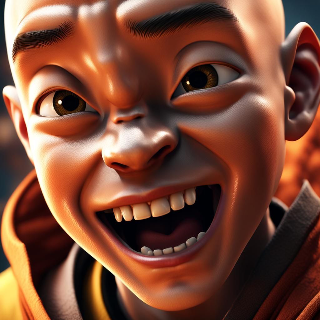 Aang Laughing: 3D Game Cinematic Render