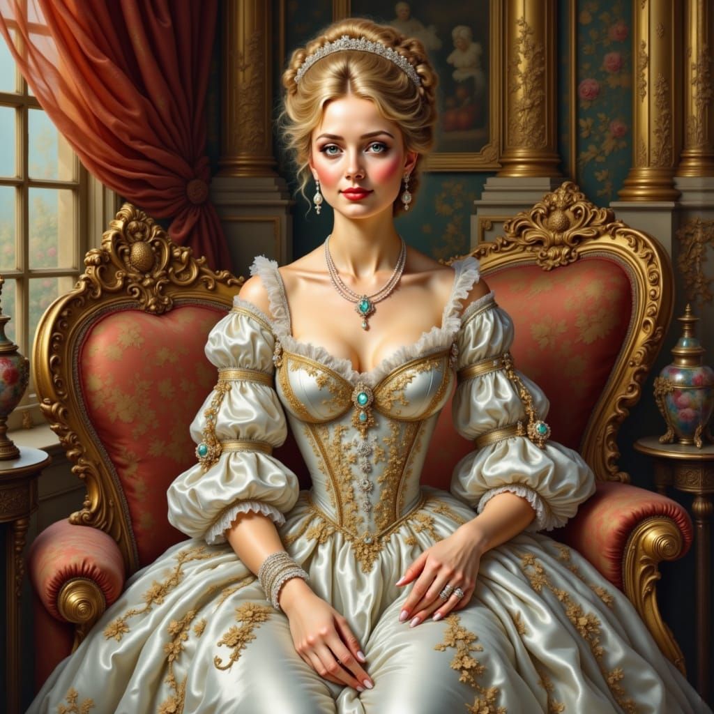 Elegant Madame du Barry in Baroque Style