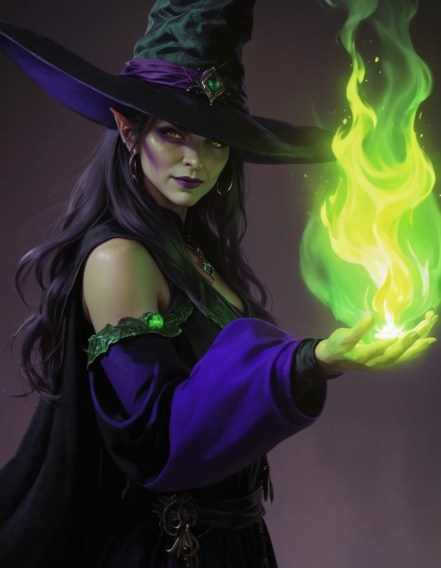 Eerie Witch Portrait in Dark Fantasy Style