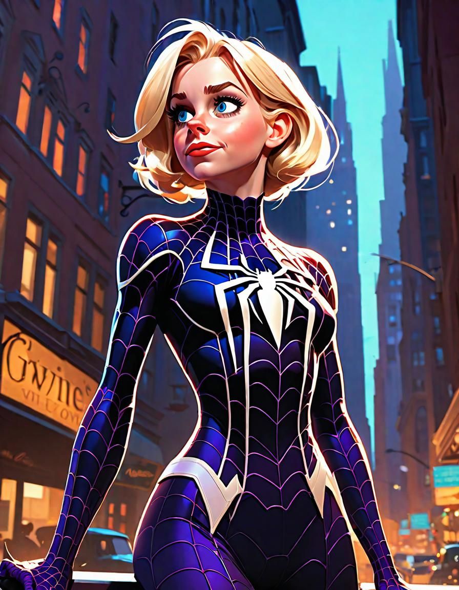 Gwen Stacy in Spider-Gwen Suit: Digital Illustration
