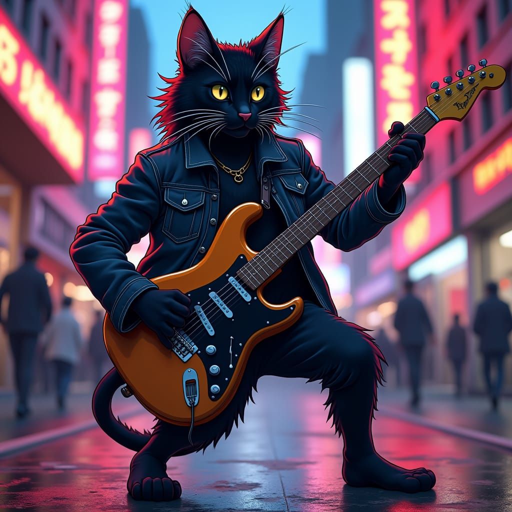 Maine Coon Cat Rocks Out: Manga Scan Style