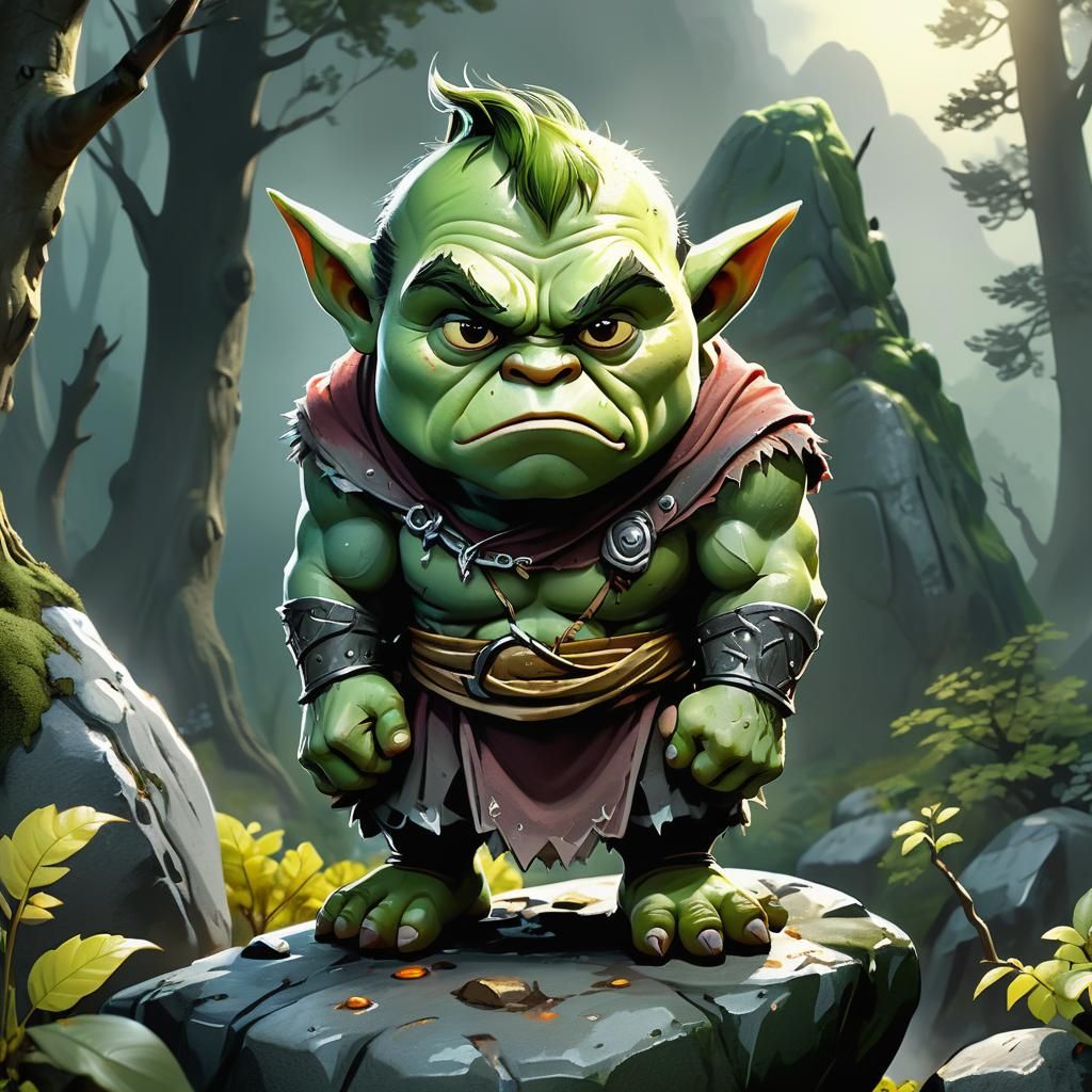 Cute Ogre with Indignant Look in Pixar Style