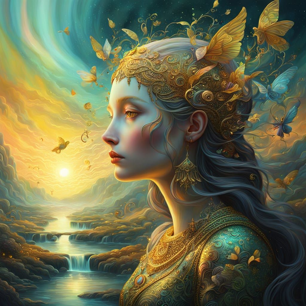 Mystical Surrealist Scene in Ethereal Colors