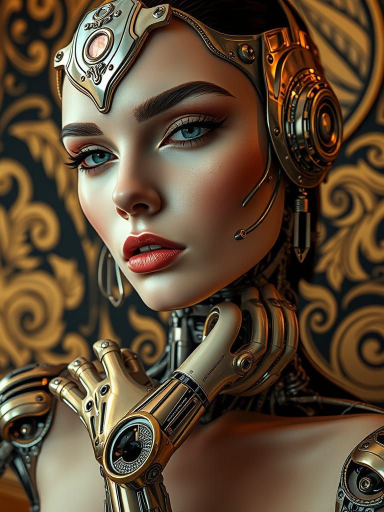 Cyborg Beauty in Art Deco Opulence