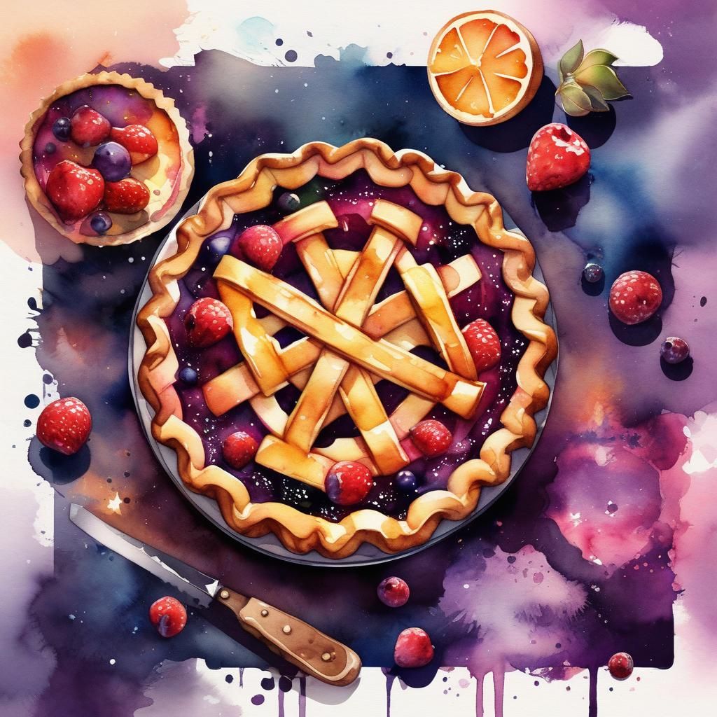 Magical Pie in Advanced Watercolor Art Style