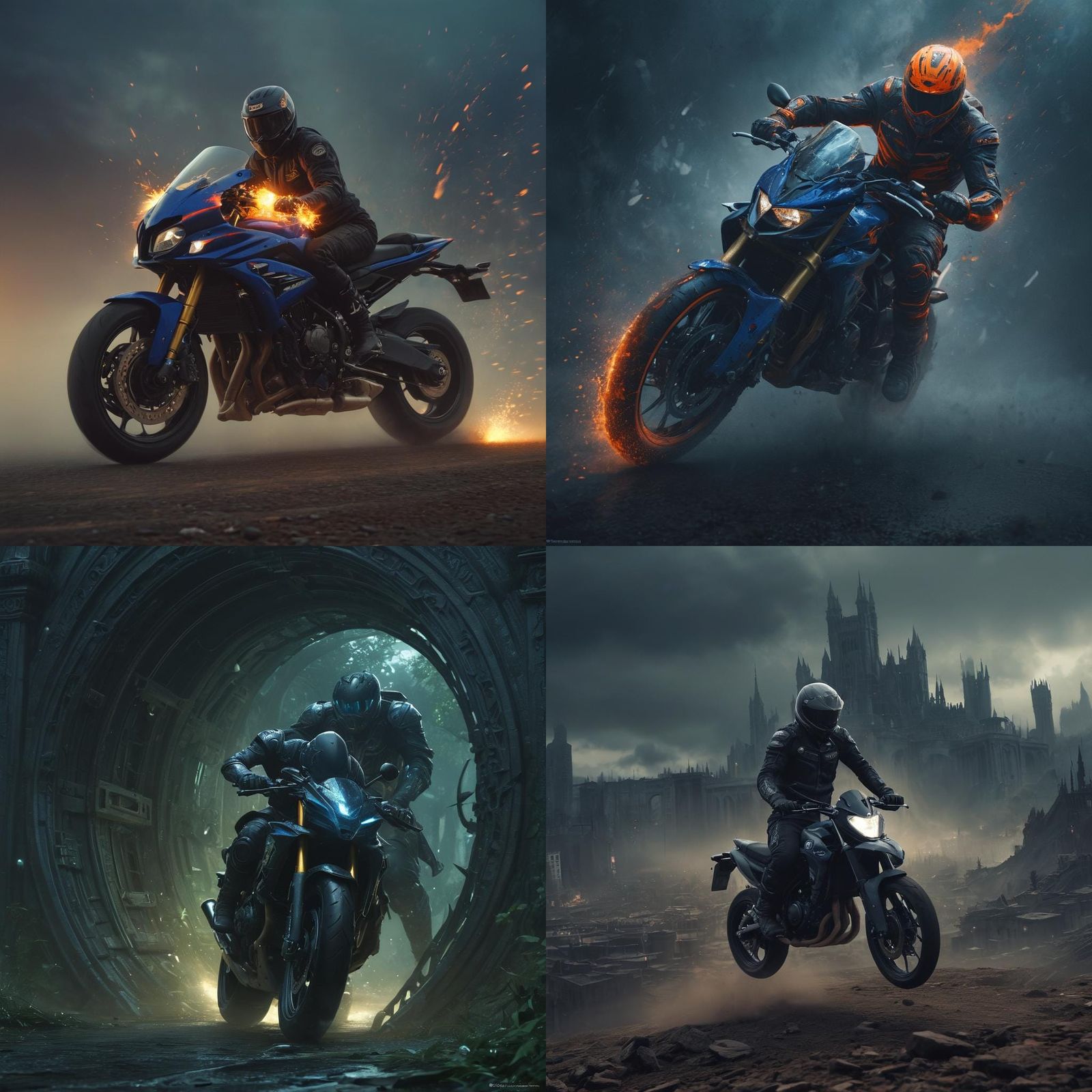 Yamaha R7 Motorcycle Rider in Detailed Matte Painting