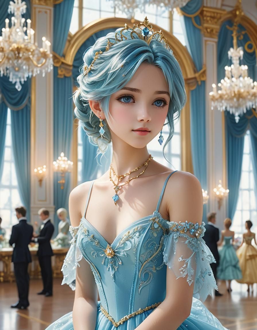 Aqua in Shimmering Ballroom: Watercolor Kingdom Hearts Portr...