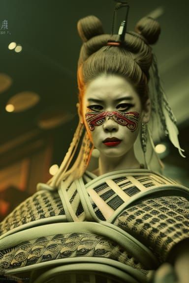 Samurai Geisha Fusion with Godzilla Influence